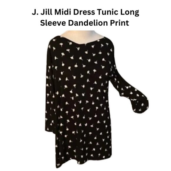 J. Jill Midi Dress Large Tunic Long Sleeve Dandelion Print - Picture 1 of 5